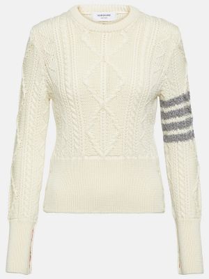 Вълнен пуловер Thom Browne бяло