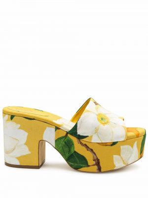 Trykt plattform floral sandaler Oscar De La Renta gul