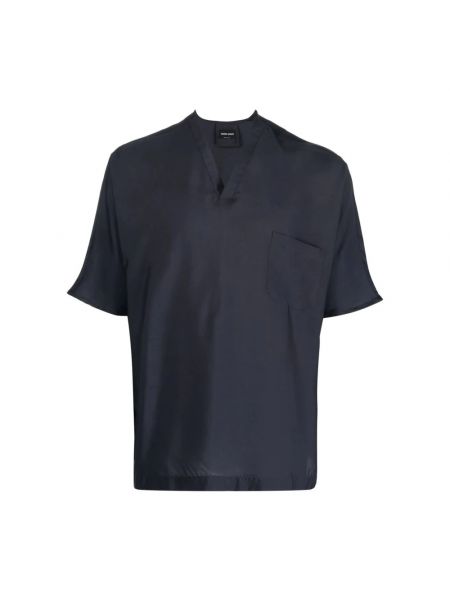 Koszulka z długim rękawem Giorgio Armani niebieska