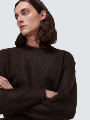 Moherowy sweter wełniany Auralee brązowy