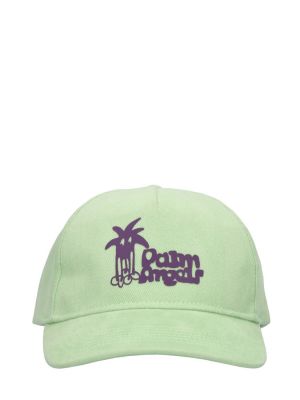 Памучна шапка с козирки Palm Angels зелено