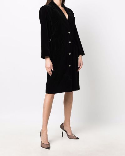 Sametové midi šaty Yves Saint Laurent Pre-owned černé