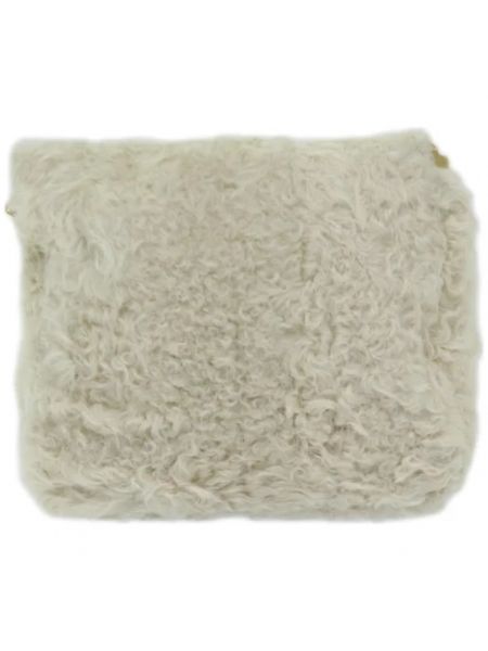 Bolsa de hombro de lana retro Celine Vintage blanco