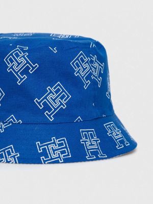 Oboustranný bavlněný klobouk Tommy Hilfiger modrý