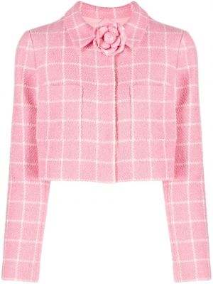 Kostkovaná bunda Oscar De La Renta růžová