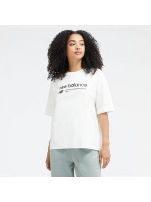 Oversize jersey t-shirt aus baumwoll New Balance weiß