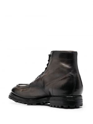 Krajkové kožené šněrovací kotníkové boty Officine Creative šedé