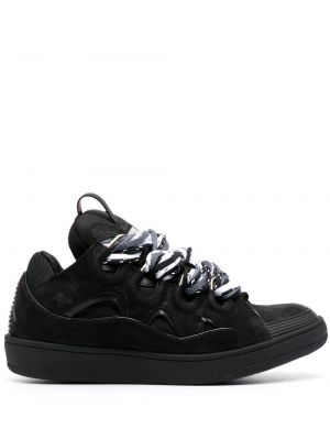 Tykk semsket skinn sneakers Lanvin svart