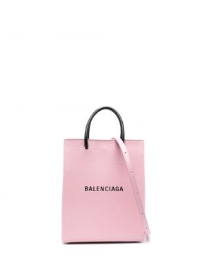 Shopper kabelka s potiskem Balenciaga růžová