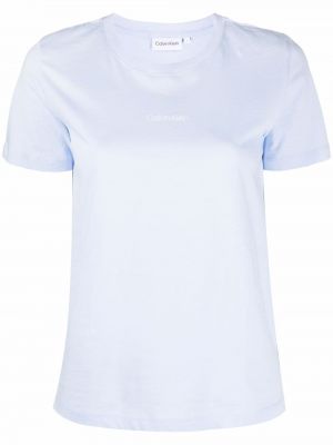 Slim fit majica s potiskom Calvin Klein modra