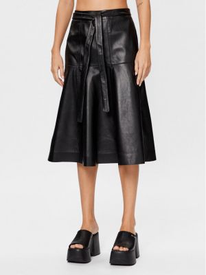 Kožna suknja Calvin Klein crna