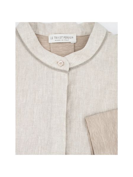 Blusa con bordado de lino Le Tricot Perugia beige