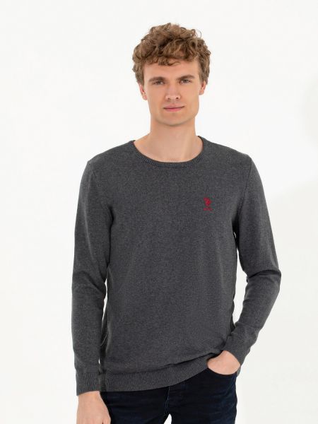 Меланжевий пуловер U.s. Polo сірий