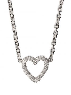 Ogrlica s kristali z vzorcem srca Mach & Mach srebrna