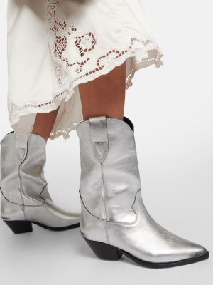 Kožené kotníkové boty Isabel Marant stříbrné