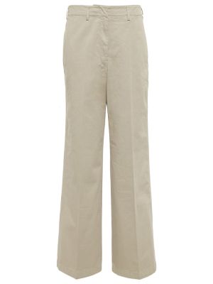 Relaxed памучни широки панталони тип „марлен“ с висока талия Lemaire бежово