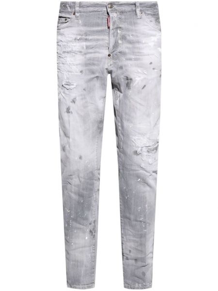 Jeans skinny effet usé en coton Dsquared2 gris