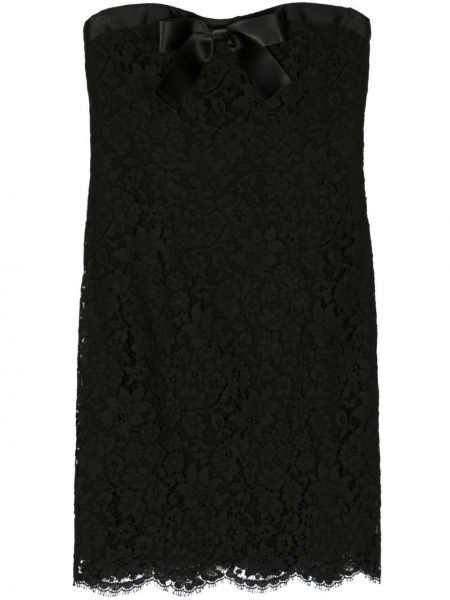 Φλοράλ φόρεμα με δαντέλα Chanel Pre-owned μαύρο