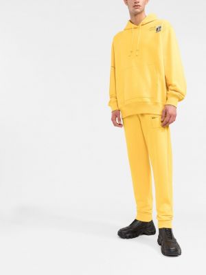 Bluza z kapturem z nadrukiem Helmut Lang żółta