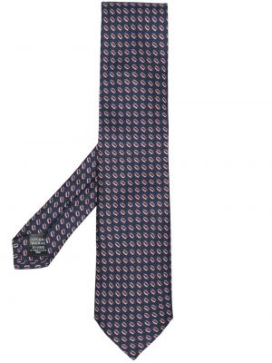 Raštuotas šilkinis kaklaraištis su abstrakčiu raštu Dunhill mėlyna