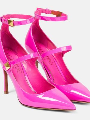Δερμάτινη γοβάκια από λουστρίνι Valentino Garavani ροζ