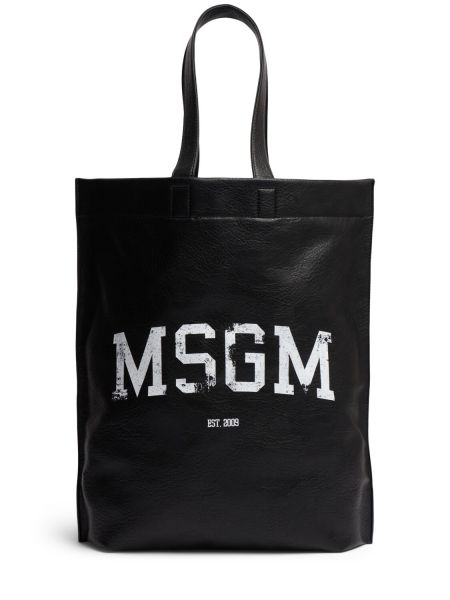 Кожени шопинг чанта от изкуствена кожа Msgm черно