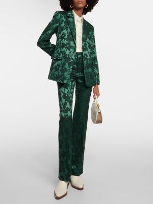 Pantaloni dritti di lana di seta slim fit Chloã© verde