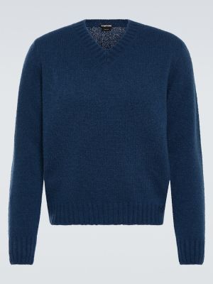 Jedwabny sweter z kaszmiru Tom Ford niebieski