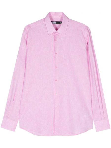 Λινό πουκάμισο Karl Lagerfeld ροζ
