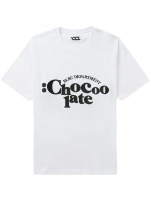 Raštuotas medvilninis marškinėliai Chocoolate balta