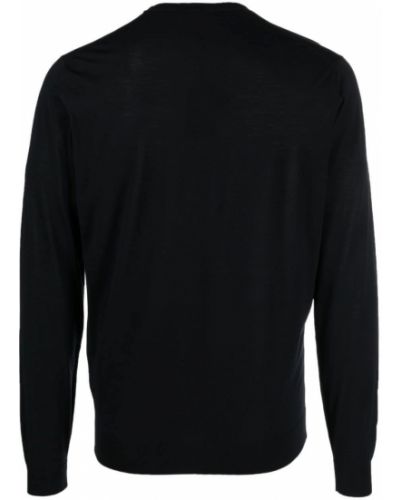 Sweter wełniany z wełny merino z okrągłym dekoltem Dell'oglio czarny
