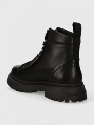 Krajkové šněrovací kotníkové boty Tommy Jeans černé