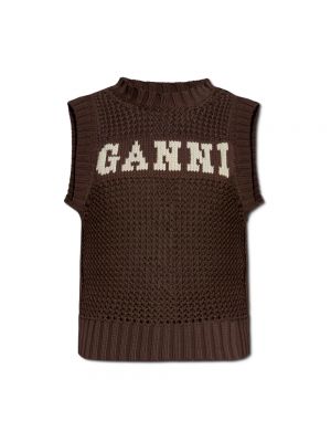 Sweter Ganni brązowy