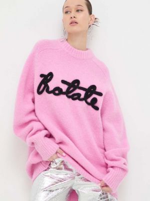 Gyapjú pulóver Rotate rózsaszín