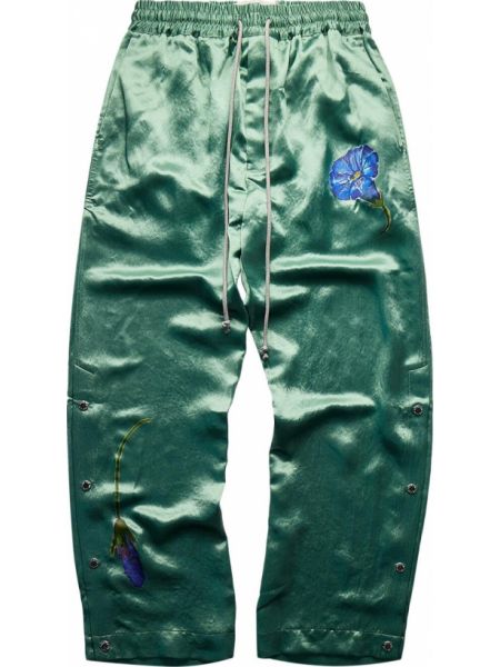 Спортивные штаны в цветочек с шипами Song For The Mute зеленые