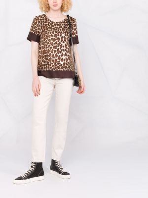 Camiseta de seda con estampado leopardo P.a.r.o.s.h. marrón