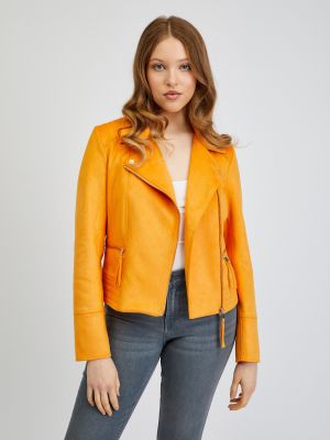 Semišová kožená bunda Orsay oranžová