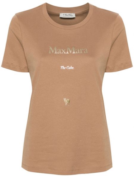Pamučna majica s printom 's Max Mara smeđa