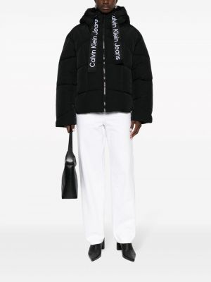 Džínová bunda s výšivkou Calvin Klein Jeans černá
