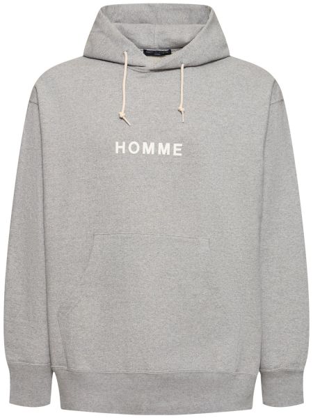 Pamučna hoodie s kapuljačom s printom Comme Des Garçons Homme siva