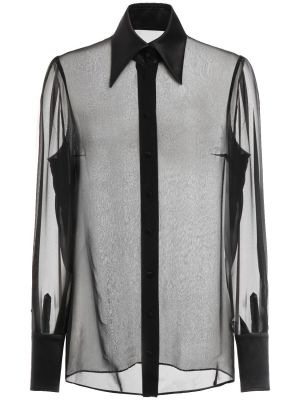 Átlátszó sifon selyem ing Dolce & Gabbana fekete