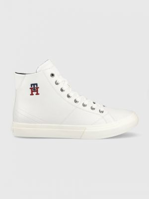 Sneakersy skórzane w miejskim stylu Tommy Hilfiger białe