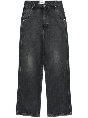 Straight fit džíny s nízkým pasem Ami Paris černé