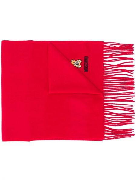 Bufanda con bordado con flecos Moschino rojo