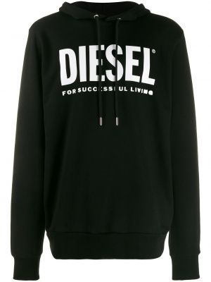 Kapučdžemperis ar apdruku Diesel melns