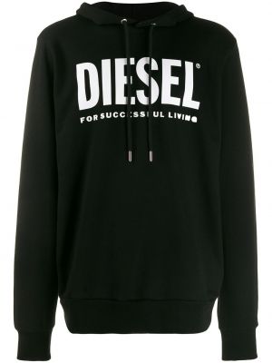 Hoodie s kapuljačom s printom Diesel crna