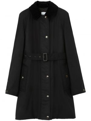 Памучно палто от рипсено кадифе Burberry черно