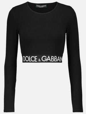 Укорочений бавовняний кроп-топ Dolce & Gabbana, чорний