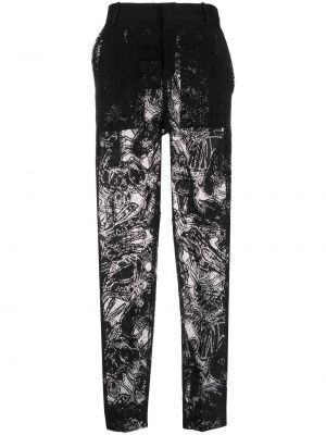 Ravne hlače s čipko Charles Jeffrey Loverboy črna