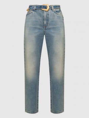 Вишиті джинси з потертостями Balmain блакитні